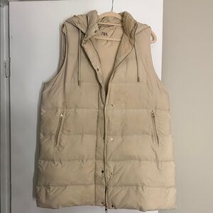 Zara Beige Hooded Vest